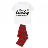 Family Matching Pajamas Exclusive Design One Lucky White Short Long Pajamas Set