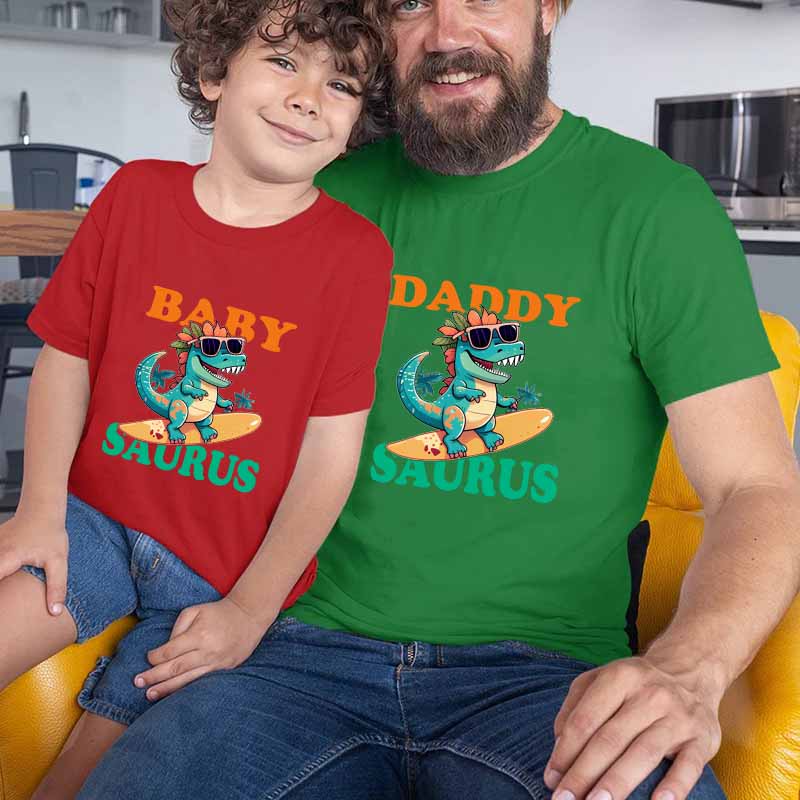 Father's Day Matching Clothing Top Father-kids Baby Saurus Cartoon Family T-shirts