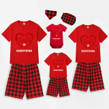 Family Matching Pajamas Exclusive Design Love Heart Red Short Pajamas Set