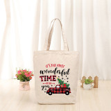 Christmas Eco Friendly It's The Most Wonderful Time of the Year Handle Canvas Tote Bag