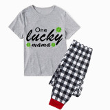 Family Matching Pajamas Exclusive Design One Lucky Gray Short Long Pajamas Set