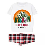 Family Matching Pajamas Exclusive Design Explore More Mountains White Short Long Pajamas Set