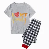 Family Matching Pajamas Exclusive Design I Love My Family Gray Short Long Pajamas Set