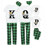 Family Matching Pajamas Exclusive Design King Prince Princess Queen Green Plaid Pants Pajamas Set