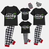 Family Matching Pajamas Exclusive Design One Lucky Black Pajamas Set