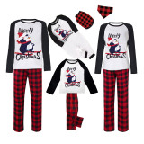Christmas Matching Family Pajamas Merry Christmas Skiing Penguin White Top Pajamas Set