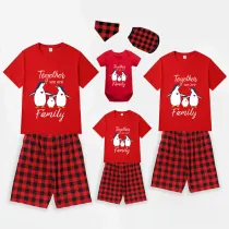 Family Matching Pajamas Exclusive Design Together We Are Family Penguin Red Short Pajamas Set