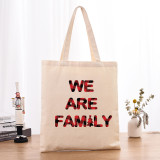 Christmas Eco Friendly We are Family Handle Canvas Tote Bag