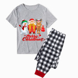 Christmas Matching Family Pajamas Merry Christmas Santa Gifts Short Gray Pajamas Set