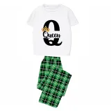 Family Matching Pajamas Exclusive Design King Prince Princess Queen Green Plaid Pants Pajamas Set