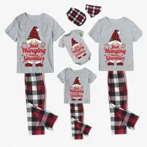 Christmas Matching Family Pajamas Plaids Hat Hanging with My Gnomies Gray Short Pajamas Set
