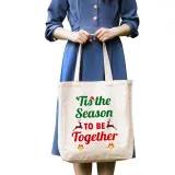 Christmas Eco Friendly This Season To Be Together Handle Canvas Tote Bag