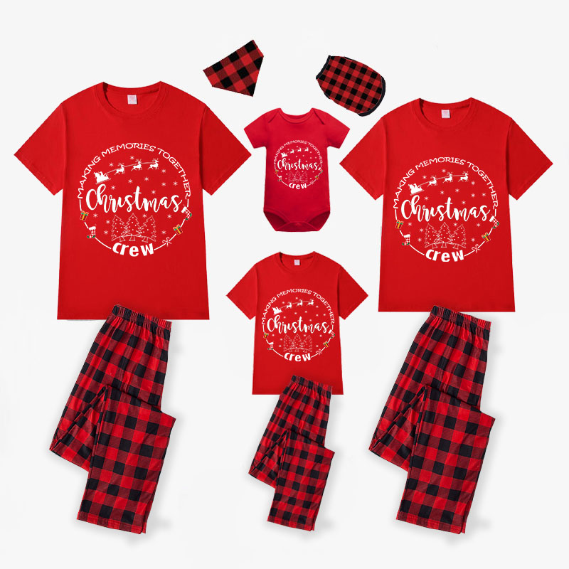 Christmas Matching Family Pajamas Christmas Crew Snow Red Pajamas Set
