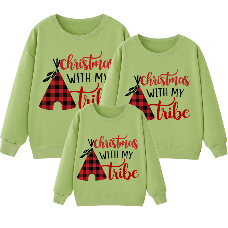 Family Matching Christmas Tops Exclusive Design Christmas with Tube Family Christmas Sweatshirt