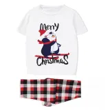 Christmas Matching Family Pajamas Merry Christmas Skiing Penguin White Short Pajamas Set