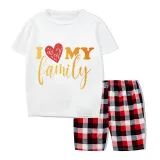 Family Matching Pajamas Exclusive Design I Love My Family White Short Pajamas Set
