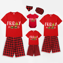 Family Matching Pajamas Exclusive Design Friday Mood Red Short Pajamas Set