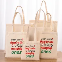 Christmas Eco Friendly Dear Santa We are Naughty Ones Handle Canvas Tote Bag