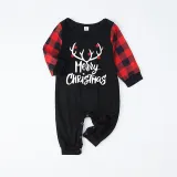 Christmas Matching Family Pajamas Luminous Merry Christmas Antler Black Pajamas Set