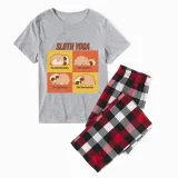 Family Matching Pajamas Exclusive Design Sloth Yoga Gray Short Long Pajamas Set