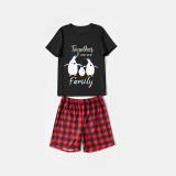 Family Matching Pajamas Exclusive Design Together We Are Family Penguin Black And Red Plaid Pants Pajamas Set