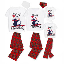 Christmas Matching Family Pajamas Merry Christmas Skiing Penguin White Short Pajamas Set