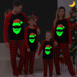 Christmas Matching Family Pajamas Luminous Glowing White Bearded Santa Black Pajamas Set