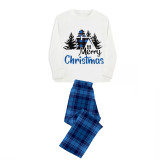 Christmas Matching Family Pajamas Merry Christmas House Blue Plaids Pajamas Set