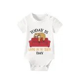 Family Matching Pajamas Exclusive Design Today Is Laying On The Couch Day White Short Pajamas Set