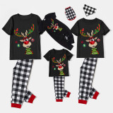 Christmas Matching Family Pajamas Funny Hanging Ornaments Antler Black Short Pajamas Set
