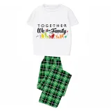 Family Matching Pajamas Exclusive Design Together We Are Family Green Plaid Pants Pajamas Set