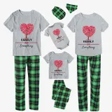 Family Matching Pajamas Exclusive Design Family Over Everthing Tree Green Plaid Pants Pajamas Set