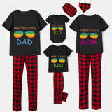 Family Matching Pajamas Exclusive Design Pretty Cool Sunglasses Black And Red Plaid Pants Pajamas Set
