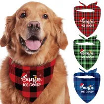 4 Pieces Christmas Santa We Good Pet Scarf Dog Bandanas