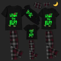Christmas Matching Family Pajamas Luminous Glowing What The Elf Short Black Pajamas Set