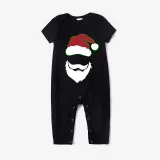 Christmas Matching Family Pajamas Luminous Glowing White Bearded Santa Black Short Pajamas Set