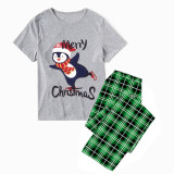 Christmas Matching Family Pajamas Merry Christmas Flying Penguin Gray Short Pajamas Set