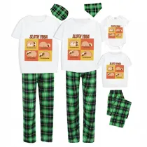 Family Matching Pajamas Exclusive Design Sloth Yoga Green Plaid Pants Pajamas Set