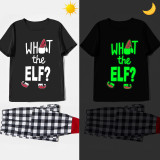 Christmas Matching Family Pajamas Luminous Glowing What The Elf Short Black Pajamas Set