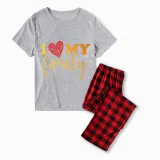 Family Matching Pajamas Exclusive Design I Love My Family Gray Short Long Pajamas Set