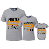 Father's Day Matching Clothing Top Father-kids Demolition Expert Master Builder Family T-shirts
