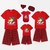Family Matching Pajamas Exclusive Design It's Lazy Day Red Short Pajamas Set