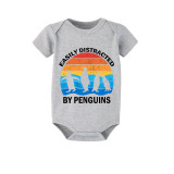 Family Matching Pajamas Exclusive Design Easily Distracted By Penguin White Short Pajamas Set