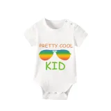 Family Matching Pajamas Exclusive Design Pretty Cool Sunglasses White Short Pajamas Set