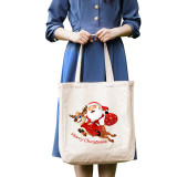 Christmas Eco Friendly Santa Deer Handle Canvas Tote Bag