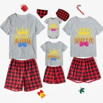 Family Matching Pajamas Exclusive Design King Prince Princess Queen White Short Pajamas Set