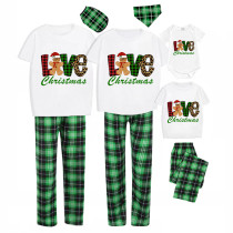 Christmas Matching Family Pajamas Love Gingerbread Christmas Green Plaids Pajamas Set