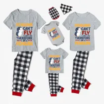 Family Matching Pajamas Exclusive Design Penguins Can't Fly I Can't Fly Therefore I Am A Penguin Gray Short Long Pajamas Set