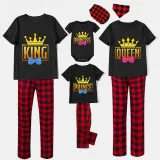 Family Matching Pajamas Exclusive Design King Prince Princess Queen Black And Red Plaid Pants Pajamas Set