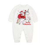 Christmas Matching Family Pajamas Merry Christmas Unicorn Santa White Top Pajamas Set